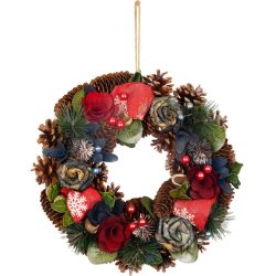 MagicHome karácsonyi koszorú, piros, kék, 30 cm