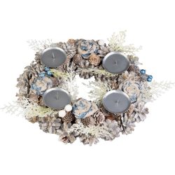 MagicHome karácsonyi adventi koszorú, kék, fehér, 30 cm