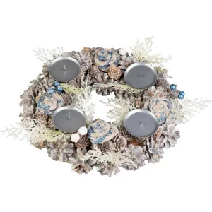 MagicHome karácsonyi adventi koszorú, kék, fehér, 30 cm