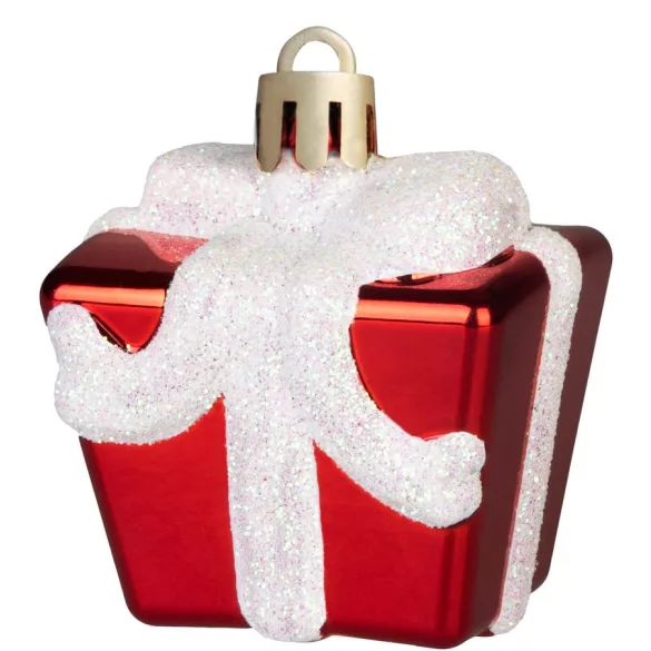 Karácsonyfadísz készlet, MagicHome Vianoce, 47 db, piros, műanyag, vegyes formák és méretek, karácsonyfára