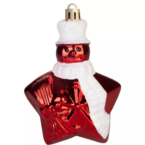 Karácsonyfadísz készlet, MagicHome Vianoce, 47 db, piros, műanyag, vegyes formák és méretek, karácsonyfára