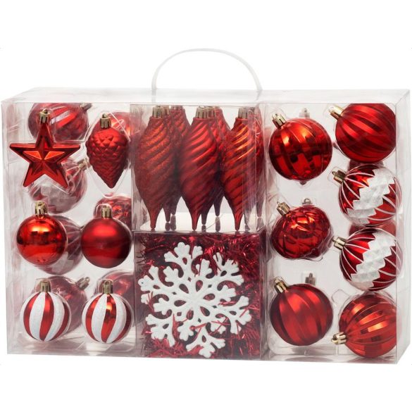 MagicHome karácsonyi gömb készlet, 39 db, piros, mix, karácsonyfára