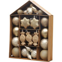   MagicHome karácsonyfadísz készlet, 32 darabos, barna színű, mix, fényes, matt és csillámos felülettel