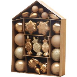   MagicHome karácsonyfadísz készlet, 32 darabos, bronz színű, mix, fényes, matt és csillámos felülettel