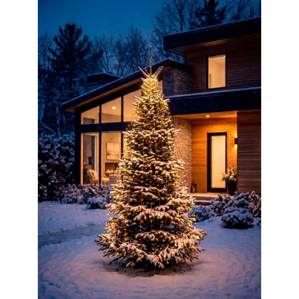 LED fényfüzér, MagicHome Vianoce, 216 LED, 1,8 m, melegfehér, 8 fényprogram, beltéri/kültéri, függőleges elrendezés