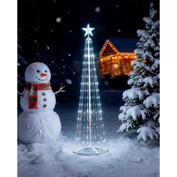 Karácsonyi díszvilágítás, MagicHome Vianoce, fenyőfa, 190 LED, magasság: 180 cm, hidegfehér, műanyag és réz, beltéri/kültéri