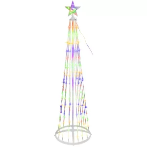 Karácsonyi díszvilágítás, MagicHome Vianoce, fenyőfa, 190 LED, magasság: 180 cm, vegyes színek, műanyag és réz, beltéri/kültéri
