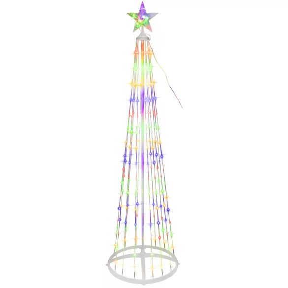 Karácsonyi díszvilágítás, MagicHome Vianoce, fenyőfa, 190 LED, magasság: 180 cm, vegyes színek, műanyag és réz, beltéri/kültéri