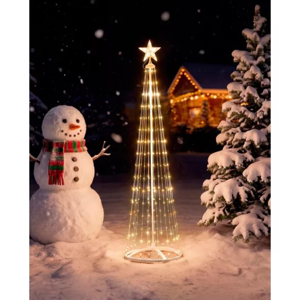 Karácsonyi díszvilágítás, MagicHome Vianoce, fenyőfa, 190 LED, magasság: 180 cm, melegfehér, műanyag és réz, beltéri/kültéri