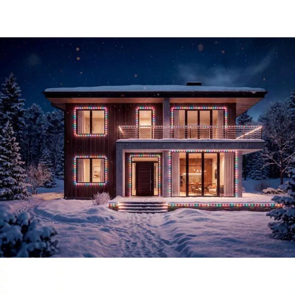 LED fényfüzér, MagicHome Vianoce, 200 LED, 10 m, vegyes színek, 10 fényprogram, időzítő, IP44, beltéri/kültéri