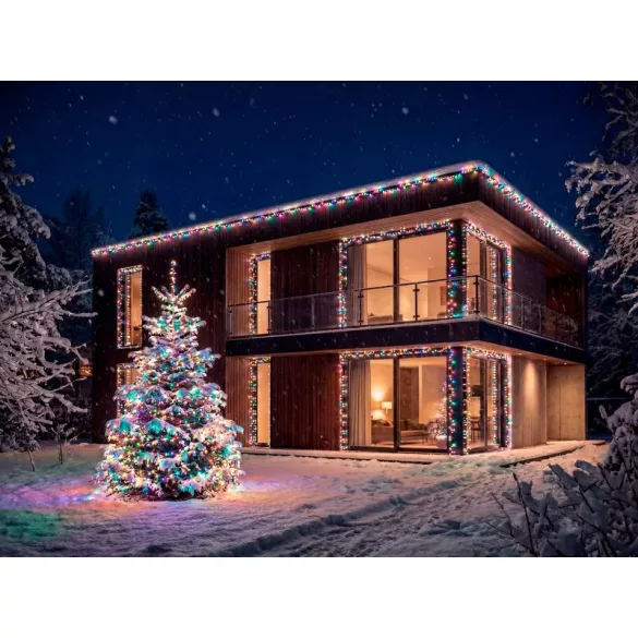 LED fényfüzér, MagicHome Vianoce, 500 LED, 25 m, vegyes színek, 10 fényprogram, időzítő, IP44, beltéri/kültéri