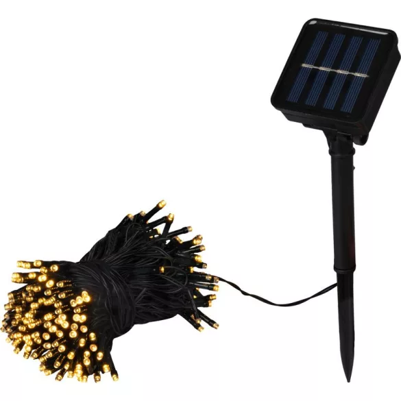 LED fényfüzér, MagicHome Vianoce, 200 LED, 20 m, melegfehér, 8 fényprogram, napelemes, IP44, kültéri