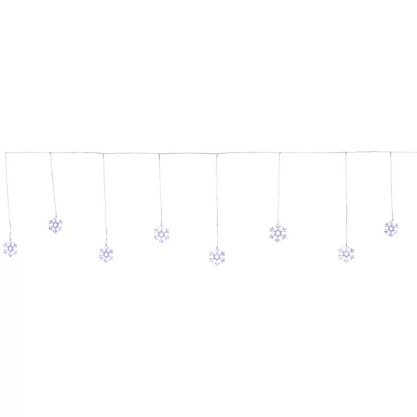 Fényfüggöny, MagicHome Vianoce, hópelyhekkel, 3,5 m, 96 LED, hidegfehér, 8 + 5 fényprogram, IP44, időzítő