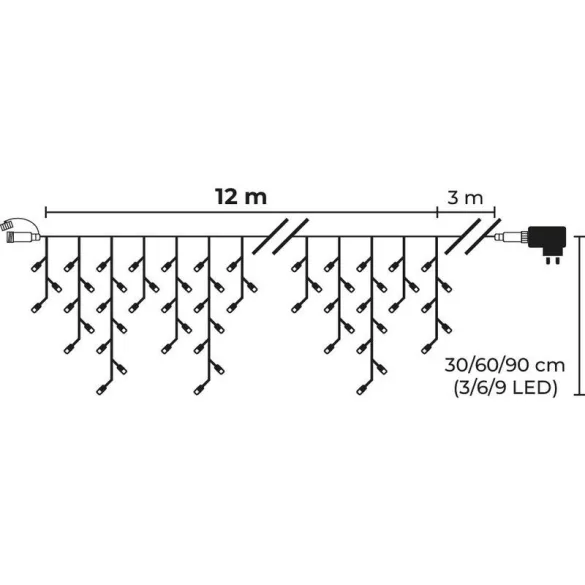 LED fényfüzér, MagicHome Vianoce, 306 LED, 12 m, hidegfehér, 10 fényprogram, időzítő, IP44, beltéri/kültéri