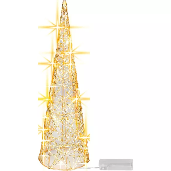 Műfenyő, MagicHome Vianoce, 40 cm, 20 LED, melegfehér, dekoratív, beltéri, asztali elhelyezésre, elemes (2 db AA)
