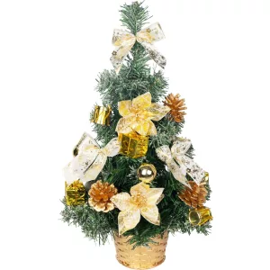 Műfenyő, MagicHome Vianoce, arany, 40 cm, díszített, beltéri, asztali elhelyezésre