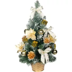   Műfenyő, MagicHome Vianoce, arany, 50 cm, díszített, beltéri, asztali elhelyezésre