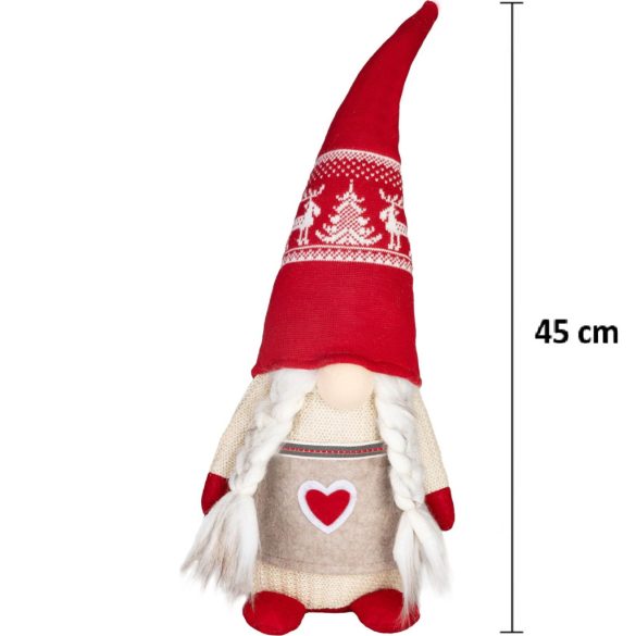 MagicHome karácsonyi dekoráció, Törpe, lány, 17 x 15 x 45 cm