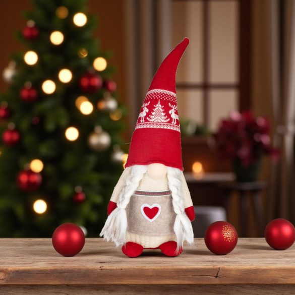 MagicHome karácsonyi dekoráció, Törpe, lány, 17 x 15 x 45 cm