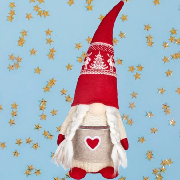 MagicHome karácsonyi dekoráció, Törpe, lány, 17 x 15 x 45 cm