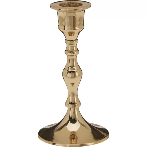 Karácsonyi gyertyatartó, arany, magasság: 13 cm, elegáns, dekoratív, ünnepi beltéri dekorációhoz