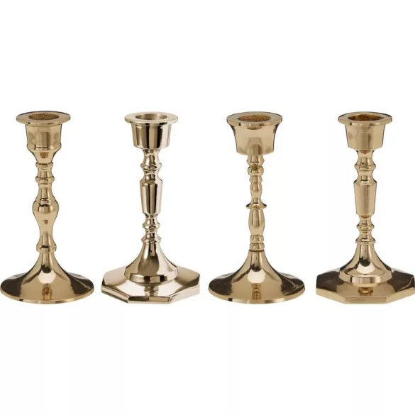 Karácsonyi gyertyatartó, arany, magasság: 13 cm, elegáns, dekoratív, ünnepi beltéri dekorációhoz