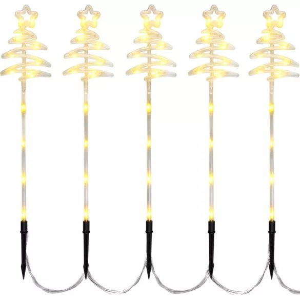 Karácsonyi díszvilágítás, MagicHome Vianoce, fenyőfa pálcán, 50 LED, melegfehér, 5 db pálca