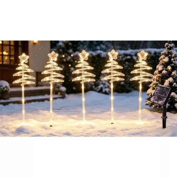 Karácsonyi díszvilágítás, MagicHome Vianoce, fenyőfa pálcán, 50 LED, melegfehér, 5 db pálca