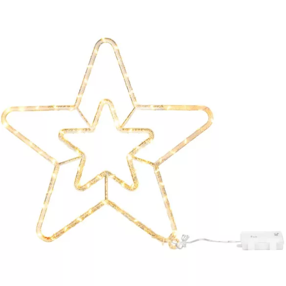 Karácsonyi díszvilágítás, MagicHome Vianoce, csillag, 73 LED, átmérő: 41 cm, melegfehér, IP44, beltéri/kültéri, elemes (3 db AA)