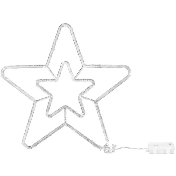 Karácsonyi díszvilágítás, MagicHome Vianoce, csillag, 73 LED, átmérő: 41 cm, melegfehér, IP44, beltéri/kültéri, elemes (3 db AA)
