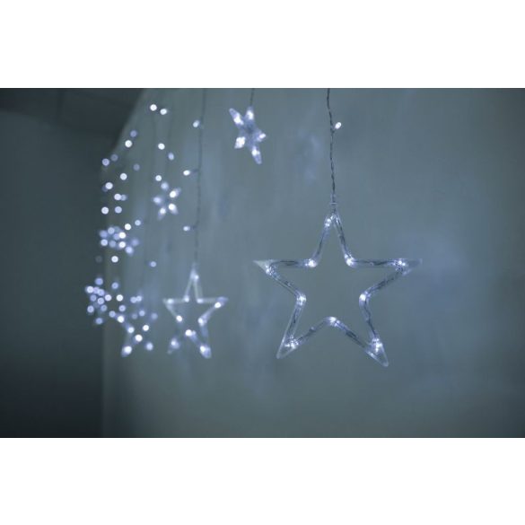 Fényfüggöny, MagicHome Vianoce, csillagokkal, 138 db LED, hidegfehér, 220 × 60/90 cm, 230 V, 8 funkciós
