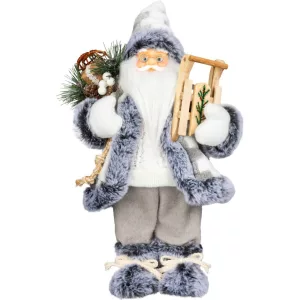 MagicHome karácsonyi dekoráció,  Mikulás, fehér-szürke, 45 cm