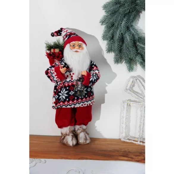 MagicHome karácsonyi dekoráció,  Mikulás, pulóverrel, 45 cm