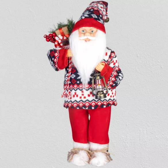MagicHome karácsonyi dekoráció,  Mikulás, pulóverrel, 45 cm