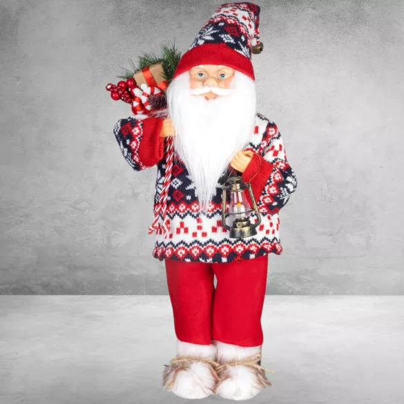 MagicHome karácsonyi dekoráció,  Mikulás, pulóverrel, 60 cm