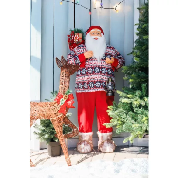 MagicHome karácsonyi dekoráció,  Mikulás, pulóverrel, 120 cm