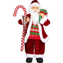   MagicHome karácsonyi dekoráció, Mikulás ajándékokkal, piros, 60 cm