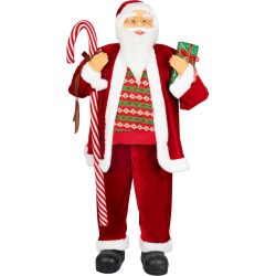   MagicHome karácsonyi dekoráció, Mikulás ajándékokkal, piros, 120 cm