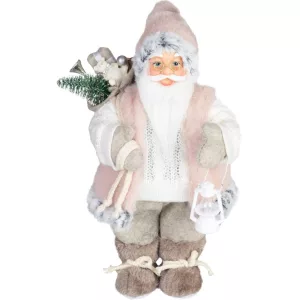 MagicHome karácsonyi dekoráció, Mikulás ajándékokkal, fehér, 30 cm