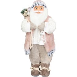   MagicHome karácsonyi dekoráció, Mikulás ajándékokkal, fehér, 46 cm