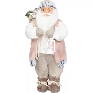MagicHome karácsonyi dekoráció, Mikulás ajándékokkal, fehér, 46 cm