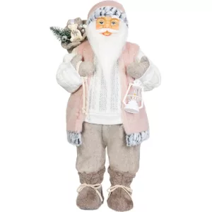 MagicHome karácsonyi dekoráció, Mikulás ajándékokkal, fehér, 60 cm