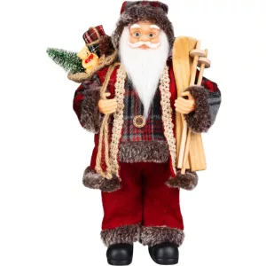 MagicHome karácsonyi dekoráció, Mikulás ajándékokkal, piros, 30 cm