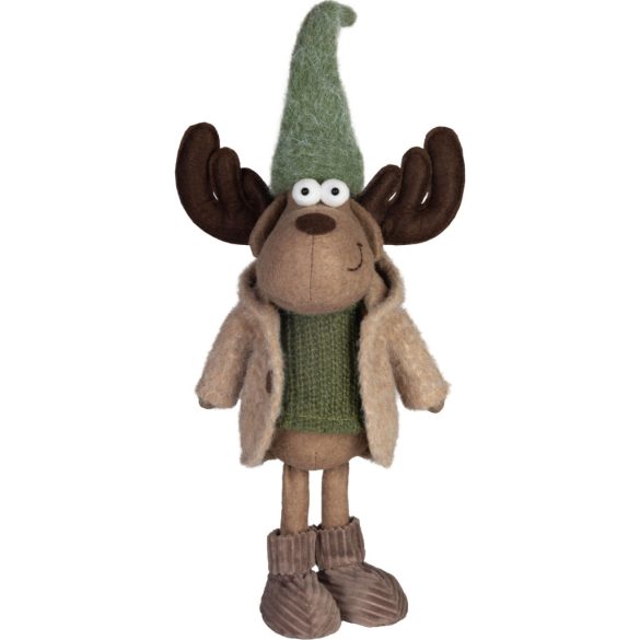 MagicHome karácsonyi dekoráció,  rénszarvas kabátban, zöld-barna, 22 x 14 x 53 cm