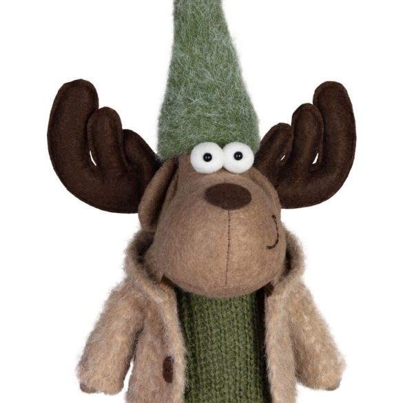 MagicHome karácsonyi dekoráció,  rénszarvas kabátban, zöld-barna, 22 x 14 x 53 cm