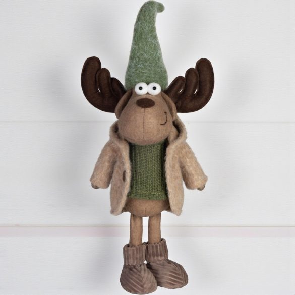 MagicHome karácsonyi dekoráció,  rénszarvas kabátban, zöld-barna, 22 x 14 x 53 cm