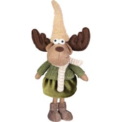   MagicHome karácsonyi dekoráció, rénszarvas pulóverben, zöld-barna, 22 x 14 x 53 cm