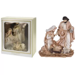 MagicHome karácsonyi dekoráció, Betlehem - Jézus születése, 15 x 7 x 18 cm, rózsaszín-bézs, kézzel festett polirezin