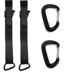   Hinta és függőágy felfüggesztő hevederszett, Neo-Sport, fekete, 2 db, 150 cm, 2 karabinerrel, 100% poliészter, teherbírás: 150 kg (TE1020)