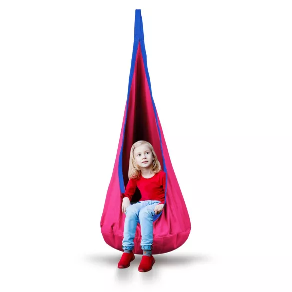 Gyerek függőfotel, Neo-Sport Kokon, rózsaszín, átmérő: 55 cm, magasság: 140 cm, akasztóval, párnával, mosható, teherbírás: 80 kg